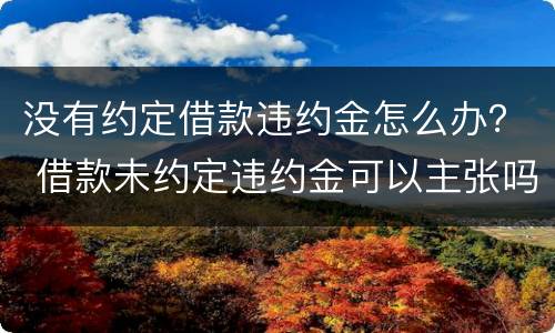 没有约定借款违约金怎么办？ 借款未约定违约金可以主张吗