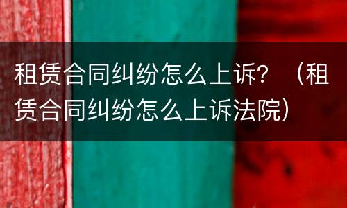 租赁合同纠纷怎么上诉？（租赁合同纠纷怎么上诉法院）