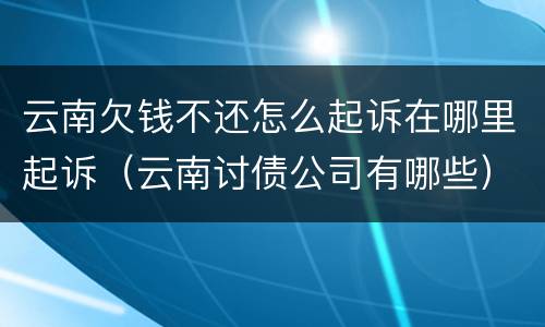 云南欠钱不还怎么起诉在哪里起诉（云南讨债公司有哪些）