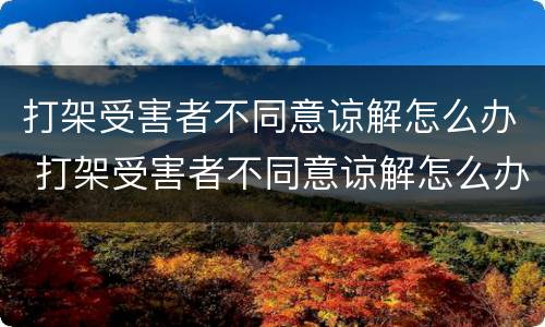 打架受害者不同意谅解怎么办 打架受害者不同意谅解怎么办理