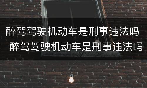 醉驾驾驶机动车是刑事违法吗 醉驾驾驶机动车是刑事违法吗