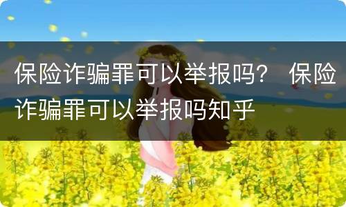 保险诈骗罪可以举报吗？ 保险诈骗罪可以举报吗知乎