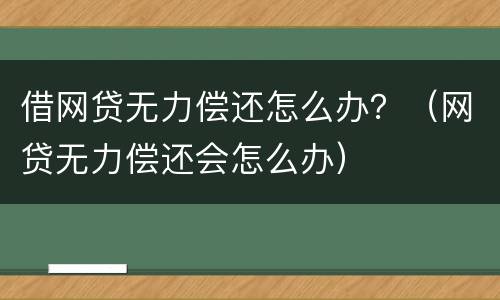 借网贷无力偿还怎么办？（网贷无力偿还会怎么办）