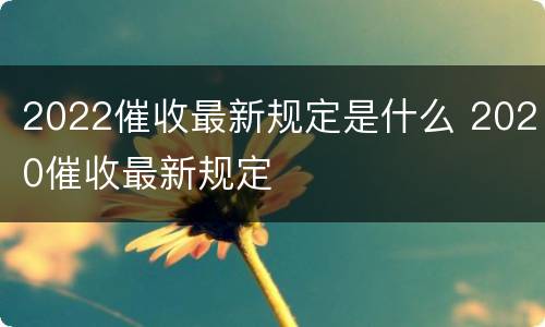 2022催收最新规定是什么 2020催收最新规定