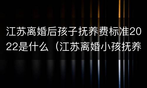 江苏离婚后孩子抚养费标准2022是什么（江苏离婚小孩抚养费标准）