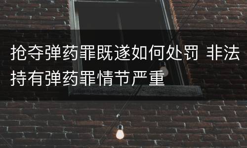 抢夺弹药罪既遂如何处罚 非法持有弹药罪情节严重