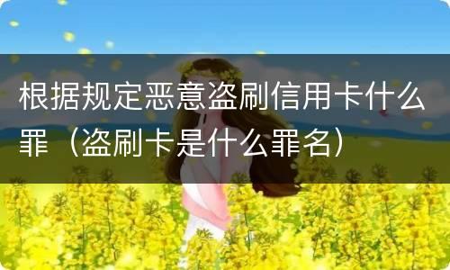 根据规定恶意盗刷信用卡什么罪（盗刷卡是什么罪名）