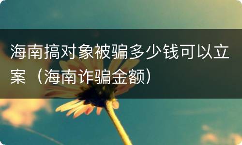 海南搞对象被骗多少钱可以立案（海南诈骗金额）