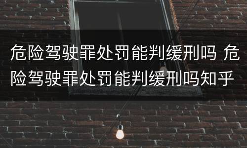 危险驾驶罪处罚能判缓刑吗 危险驾驶罪处罚能判缓刑吗知乎
