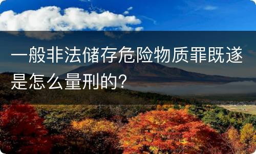 一般非法储存危险物质罪既遂是怎么量刑的?