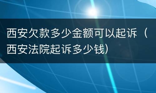 西安欠款多少金额可以起诉（西安法院起诉多少钱）