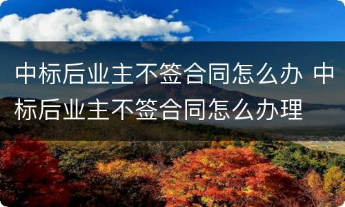 中标后业主不签合同怎么办 中标后业主不签合同怎么办理