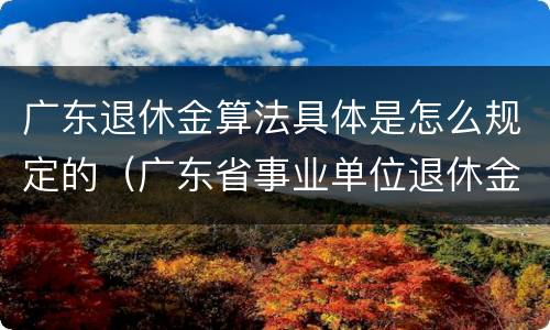 广东退休金算法具体是怎么规定的（广东省事业单位退休金计算方法）
