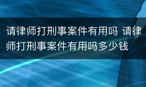 请律师打刑事案件有用吗 请律师打刑事案件有用吗多少钱