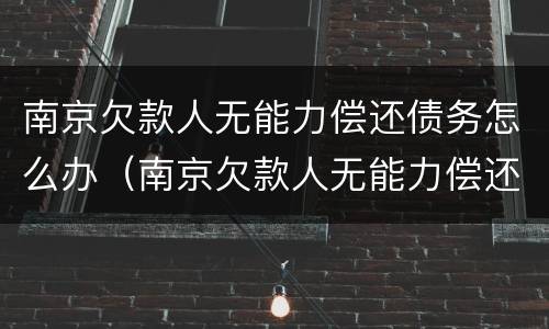 南京欠款人无能力偿还债务怎么办（南京欠款人无能力偿还债务怎么办手续）
