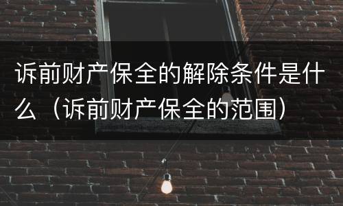 诉前财产保全的解除条件是什么（诉前财产保全的范围）