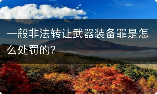 一般非法转让武器装备罪是怎么处罚的？