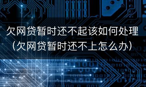 欠网贷暂时还不起该如何处理（欠网贷暂时还不上怎么办）