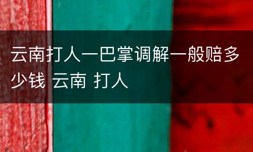 云南打人一巴掌调解一般赔多少钱 云南 打人