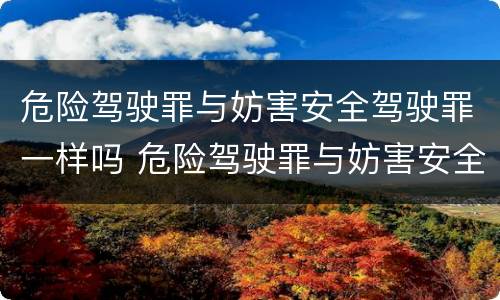 危险驾驶罪与妨害安全驾驶罪一样吗 危险驾驶罪与妨害安全驾驶罪一样吗判几年