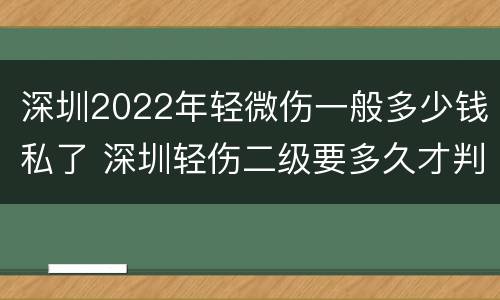 深圳2022年轻微伤一般多少钱私了 深圳轻伤二级要多久才判