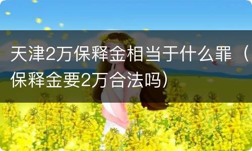 天津2万保释金相当于什么罪（保释金要2万合法吗）
