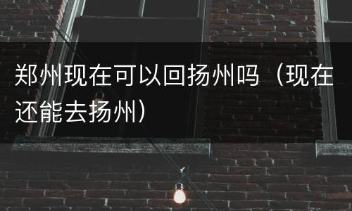 郑州现在可以回扬州吗（现在还能去扬州）