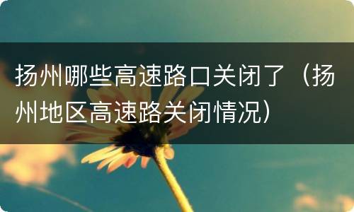 扬州哪些高速路口关闭了（扬州地区高速路关闭情况）