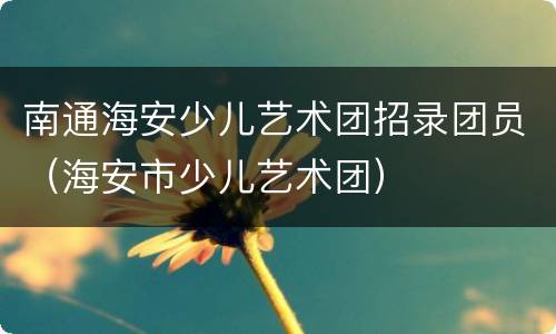 南通海安少儿艺术团招录团员（海安市少儿艺术团）