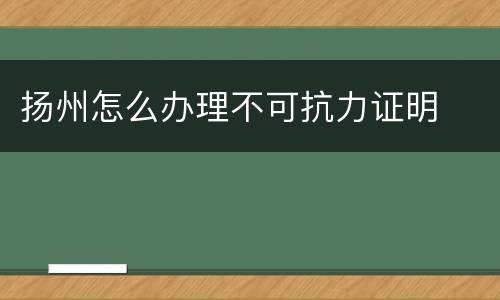 扬州怎么办理不可抗力证明
