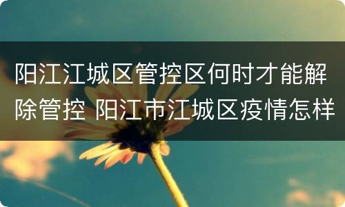 阳江江城区管控区何时才能解除管控 阳江市江城区疫情怎样