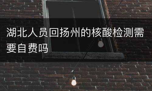 湖北人员回扬州的核酸检测需要自费吗