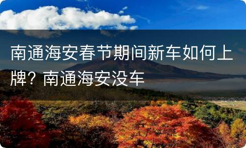 南通海安春节期间新车如何上牌? 南通海安没车
