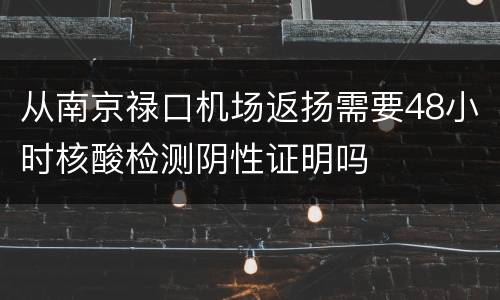 从南京禄口机场返扬需要48小时核酸检测阴性证明吗