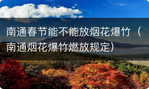 南通春节能不能放烟花爆竹（南通烟花爆竹燃放规定）