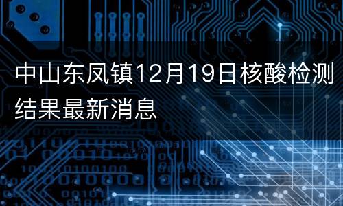 中山东凤镇12月19日核酸检测结果最新消息