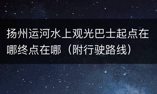 扬州运河水上观光巴士起点在哪终点在哪（附行驶路线）