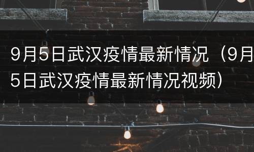9月5日武汉疫情最新情况（9月5日武汉疫情最新情况视频）