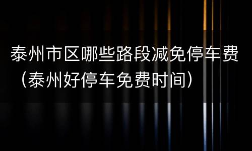 泰州市区哪些路段减免停车费（泰州好停车免费时间）