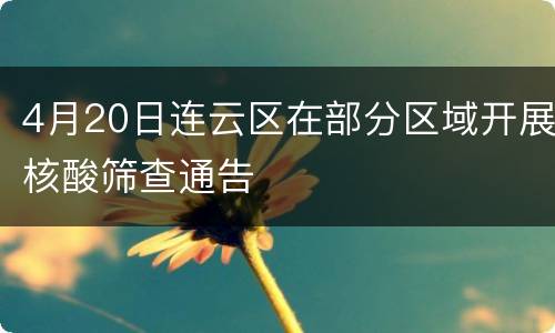 4月20日连云区在部分区域开展核酸筛查通告