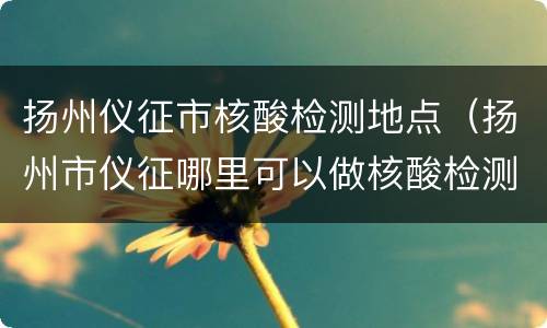 扬州仪征市核酸检测地点（扬州市仪征哪里可以做核酸检测）