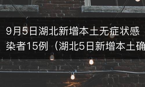 9月5日湖北新增本土无症状感染者15例（湖北5日新增本土确诊病例6例）