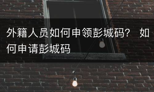外籍人员如何申领彭城码？ 如何申请彭城码