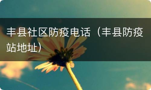 丰县社区防疫电话（丰县防疫站地址）