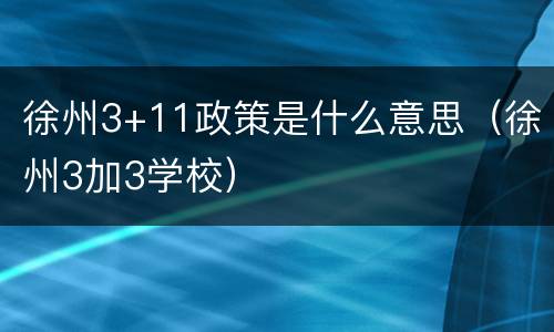 徐州3+11政策是什么意思（徐州3加3学校）
