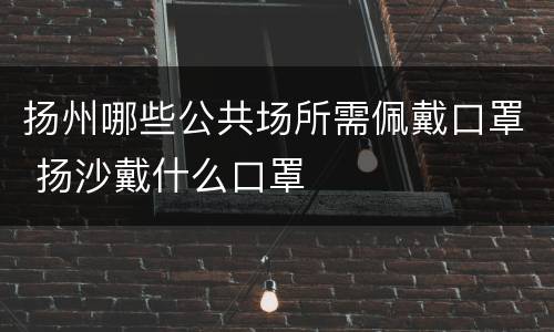 扬州哪些公共场所需佩戴口罩 扬沙戴什么口罩
