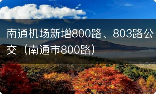 南通机场新增800路、803路公交（南通市800路）