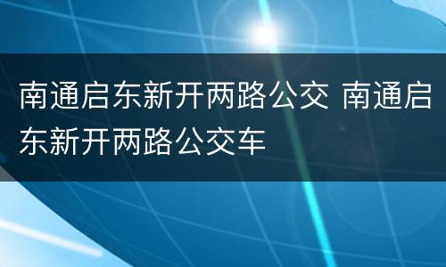 南通启东新开两路公交 南通启东新开两路公交车