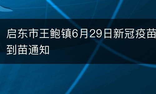 启东市王鲍镇6月29日新冠疫苗到苗通知