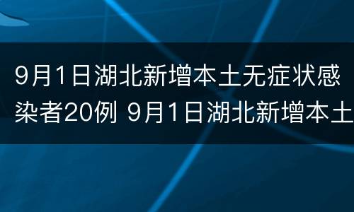 9月1日湖北新增本土无症状感染者20例 9月1日湖北新增本土无症状感染者20例